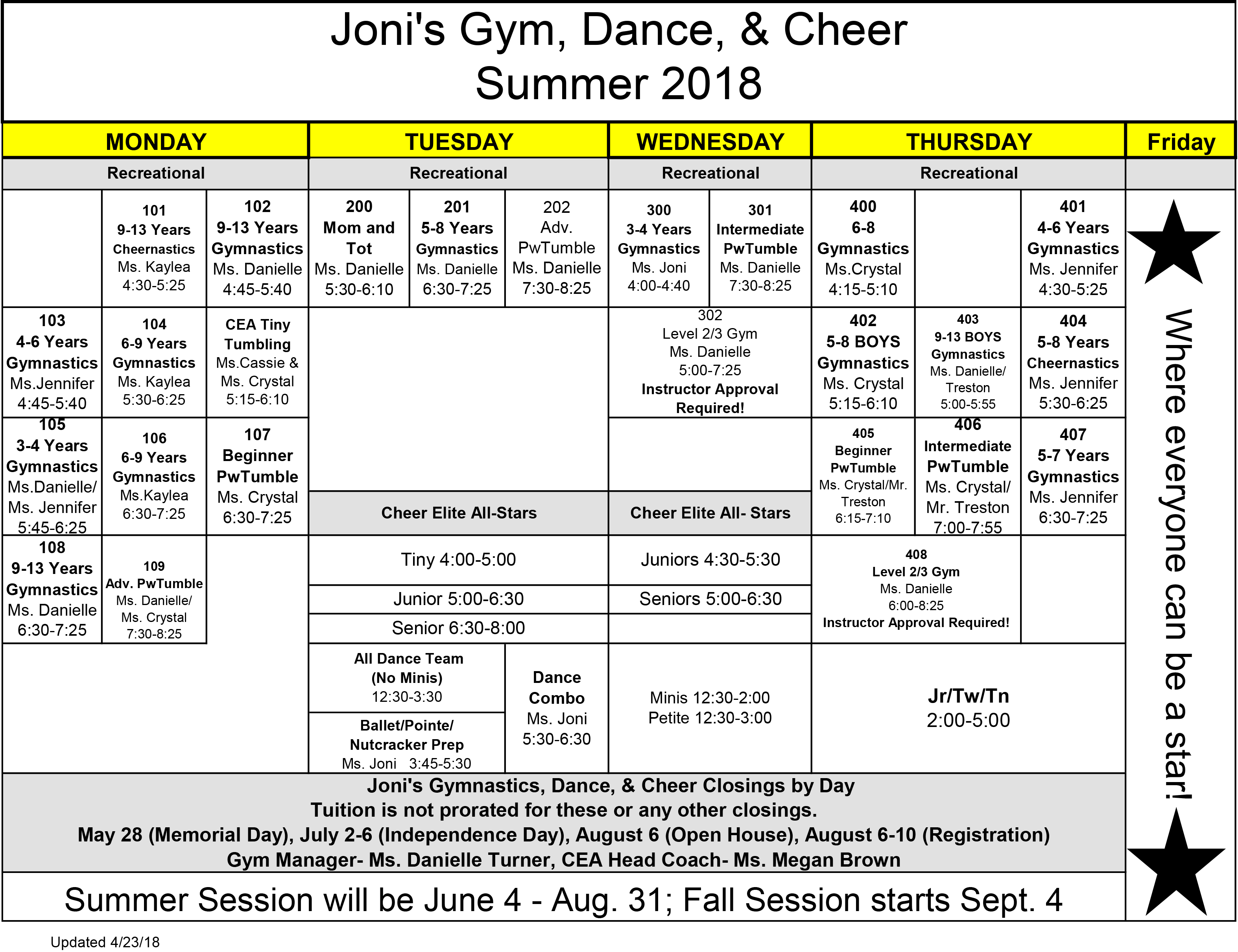 mardi gras cheer schedule